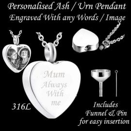 PERSONALISED ASH HEART PENDANT